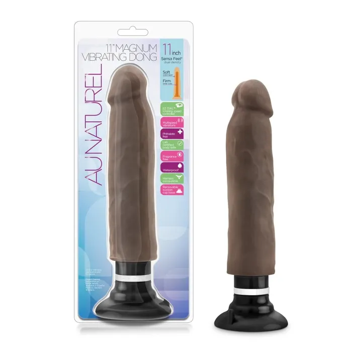Blush Novelties Dildos | Au Naturel - 11 Inch Sensa Feel Magnum Vibrating Dong - Chocolate Blush Novelties Dildos | Au Naturel - 11 Inch Sensa Feel Magnum Vibrating Dong - Chocolate