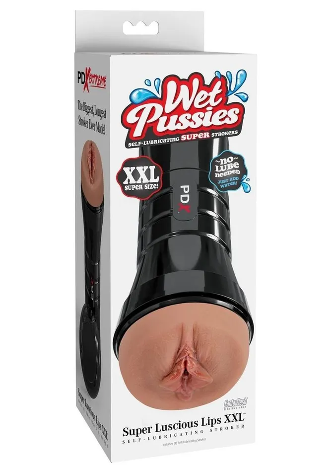 Pipedream Extreme Toyz Male Sex Toys Pdx Extreme Wet Pussies Super Luscious Lips XXL Self Lubricating Stroker