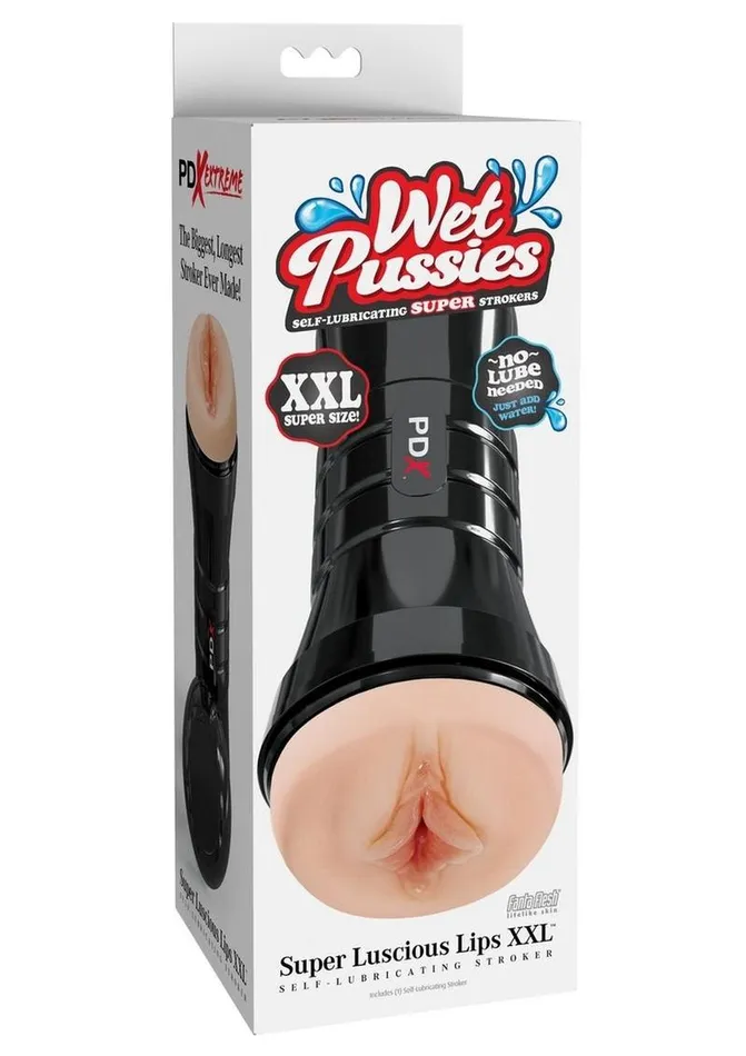 Pipedream Extreme Toyz Male Sex Toys Pdx Extreme Wet Pussies Super Luscious Lips XXL Self Lubricating Stroker