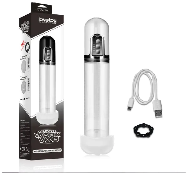 Female Sex Toys Maximizer Worx VX5 Rechargeable Pump White Lovetoy
